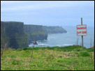 This is a color picture viewing the Cliffs of Moher, in County Clare, Ireland.